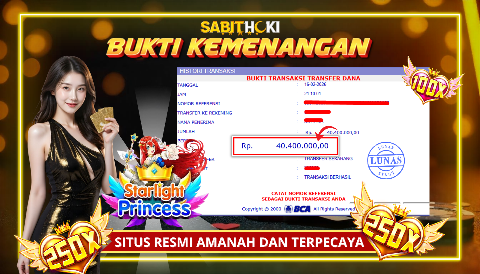 SELAMAT KEPADA MEMBER SETIA SABITHOKI BERHASIL JACKPOT DI PERMAINAN SLOT STARLIGHT PRINCES